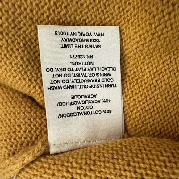 Skye’s The Limit Mustard Yellow Floral Embroidered Statement Sleeve Knit Small - Picture 7 of 10